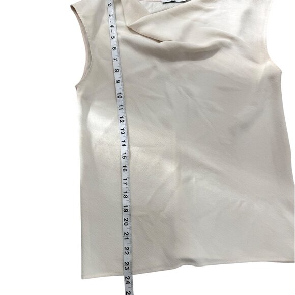 M.M. Lafleur New York Womens Top Ivory Sleeveless Cowl Neck Blouse Office Size S - Picture 7 of 7